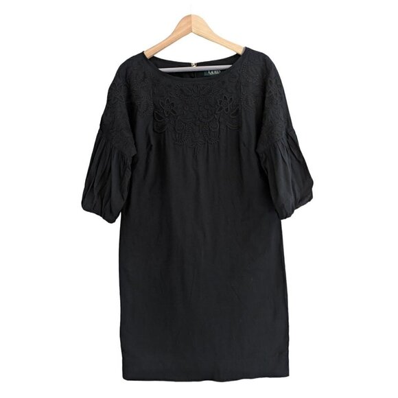 Lauren Ralph Lauren Dresses & Skirts - Lauren Ralph Lauren Embroidered Black Shift Dress Size 6